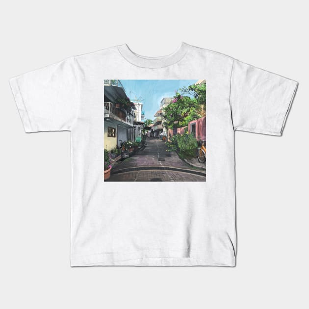 A street in Mui Wo Kids T-Shirt by adolfux